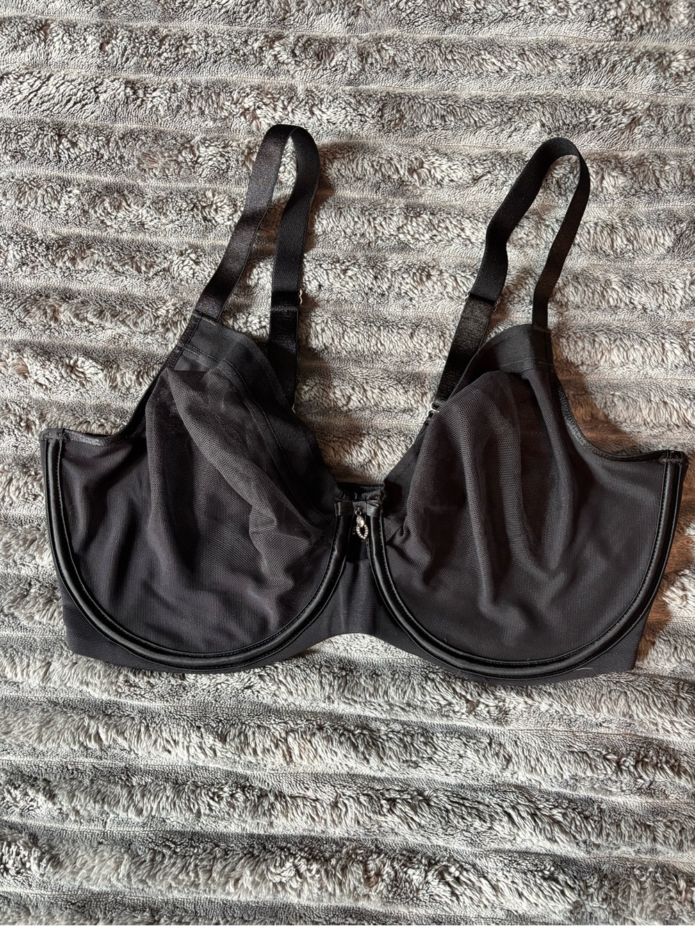 Curvy Couture Black Mesh Underwire Bra 32H